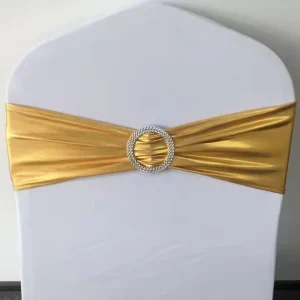 Gold Spandex Chair Sashes for Wedding Banquet Hot Selling Spandex Metallic Chair Sashes Bow
