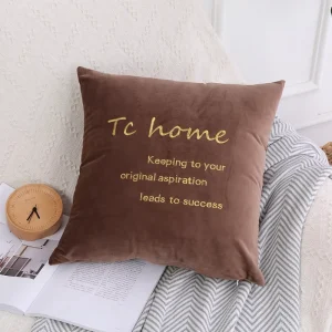 Gold Thread Embroidered Solid Color Decorative Throw Pillow for Sofa Couch