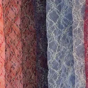 Gold Thread Lace Nylon Mesh Fabric Lightweight Sheer Tulle for Wedding Dresses Evening Gowns Skirts Lingerie Decoration