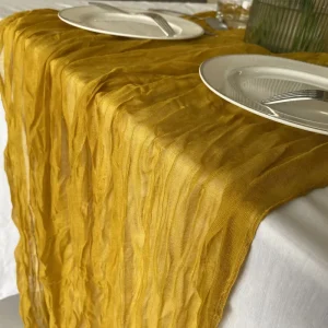 Gold Yellow Cheesecloth Table Runner Fall Autumn Decor for Home 10ft Table Cloth for Halloween Thanksgiving Decorations