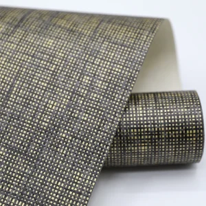 Gold and Black Classic Paper Weave Wallpaper Eco-Friendly Textured Wall covering for Interior Hotel Villa Grasscloth