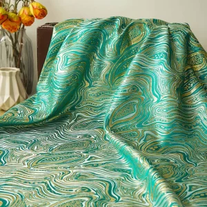 Golden Striped Jacquard Fabric for Children’s Dresses Fashionable Fluffy Skirts Bags Jacquard Decorative Fabrics
