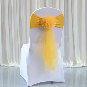 Golden Wedding Chair Bow Stretch Chair Sashes Knot Ties for Wedding Party Hotel Banquet Birthday Chairs Decoration European