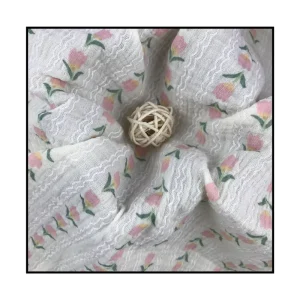 Good Breathable Baby Oem Organic Flower Custom Printed Woven Combed Polyester Double Gauze Thin Muslin Fabric Boys