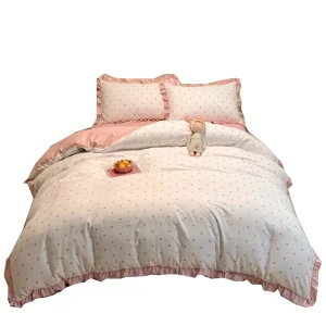 Good Quality Bedding Set New Design Heart 3d Printing Duvet Cover Set 4pcs Simple Bedding Set