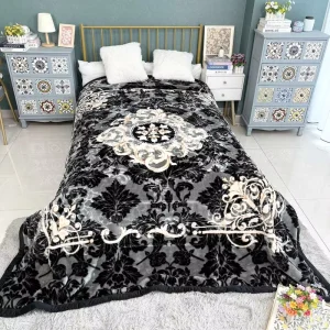 Good Quality Super Soft Double Thickened Warm European Design King Size Raschel Blanket