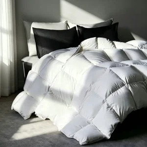 Goose Feather Fiber Comforter King Size 100% Cotton Cover Ultra Soft Fluffy Breathable Lightweight Duvet Insert