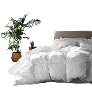 Goose Feather Fiber Cotton Comforter King Size 100% Cotton Duvet Insert Hotel Luxury Hypoallergenic Light Warmth 106×90