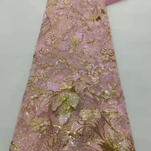 Gradient Sequin Embroidery Fabric Mesh Lace Fabric Gold Sequin Thread Outlined Fabric Stage Costume Couture Wedding Dress