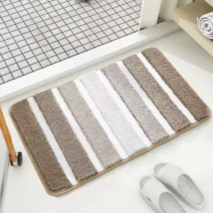 Gradient Striped Polyester Flocking Extra Thick Entrance Floor Mat Custom Modern Non slip Quick drying Washable Home