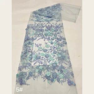 Gradient Thread Leaf 3D Floral Lace Tulle Fabric 6 Colors for Lawn Wedding Bridesmaid Evening Gown