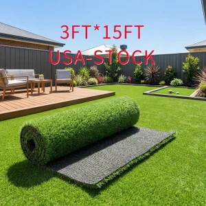 Grass 3FT*15FT USA Stock Garden Artificial Grass Lawn Carpet Synthetic Artificial Grass Turf Rug for Landscape Decor Garden