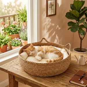 Grass Cat Bed & Scratch Post Breathable and Warm All Season Summer Cooling Cat House