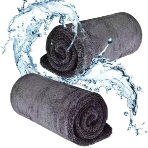 Gray Blue Premium Twisted Loop Car Towel Double Thick Woven Fabric Soft Absorbent For Auto Detailing Accessory