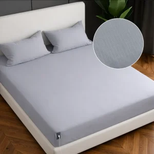 Gray Grounding Fitted Sheet Organic Cotton 5% Silver Fiber Conductive Earthing Sheet for Better Sleep Recovery Support