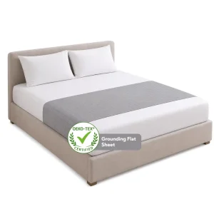Gray Organic Cotton Grounding Flat Sheet with 5% Silver Fiber Conductive Earthing Sheet for Better Sleep and Daily Wellness