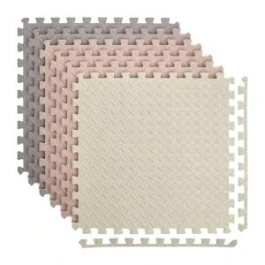 Gray Pink Beige Kids Playroom EVA Gym Mat Soft Thick Custom Color Custom Size Puzzle Mats Interlocking Gym Flooring