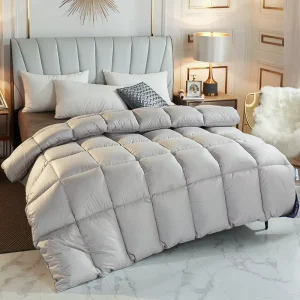 Gray Polyester Microfiber Comforter Set for Hotel king Size