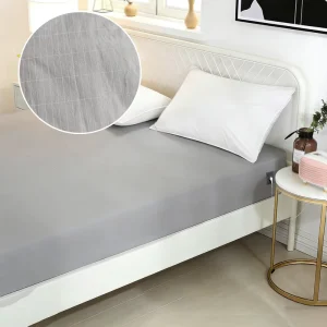 Gray Premium Organic Cotton 5% Silver Fiber Grounding Fitted Sheet Conductive Earthing Sheet for Better Sleep Recovery Support