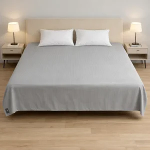 Gray Premium Organic Cotton 5% Silver Fiber Grounding Flat Sheet Conductive Earthing Sheet for Better Sleep & Recovery Support