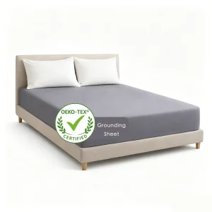 Gray Premium Organic Cotton Grounding Fitted Sheet (5% Silver Fiber), Conductive Earthing Sheet for Better Sleep, Stress Relief