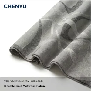 Gray Spun Polyester Mattress Double Knit Ticking Fabric