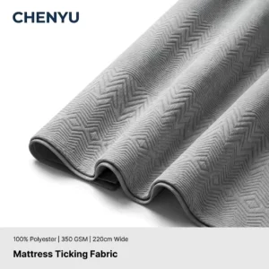 Gray Spun Weft Knitted Jacquard Fabric 100% Polyester Yarn Dyed 350gsm Medium Weight for Mattress