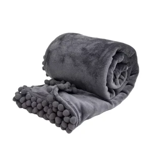 Gray Throw Blanket with Tassels for Sofa Cozy Plush Soft Flannel Throw Blanket