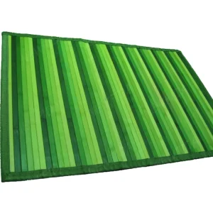 Green Bamboo Carpets Rugs Striped Multi-Stripe Design Nylon Trim Non-slip Backing Woven Door Mats for Home Hotel