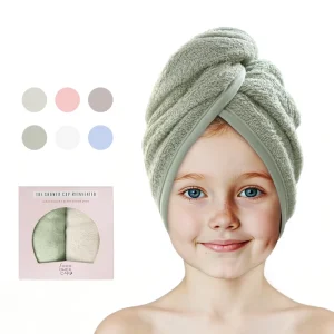 Green Bamboo Viscose Hair Turban Organic Bamboo Fabric Hair Towel for Kids and Adults Custom Color Hair Drying Towels Wrap