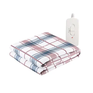 Green Checkered Pattern 100% Polyester Budget Electric Blanket, Lightweight Portable Design Under Heating Blanket Household