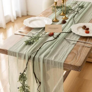 Green Cheesecloth Table Runner 35×120 Inch 10Ft Rustic Gauze Cheese Cloth Table Runner Sheer Cheesecloth Table Runners