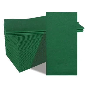 Green Custom Logo Printed Disposable 1 Ply Dinner Napkins 8 Fold Dust Free Bag Style Paper Accessories for Restaurants Steak