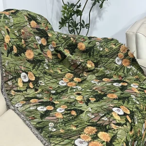 Green Dandelion Jacquard Woven Jacquard Yarn Dyed Fabric for Tapestry Blanket and Portable Camping Picnic Blanket Throw Pillow
