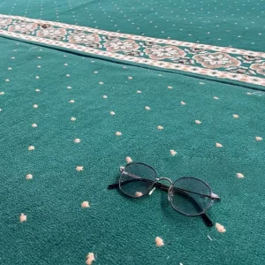 Green Dot Fireproof Tufted High Pile Anti Slip Washable Mosque Carpet Wall to Wall