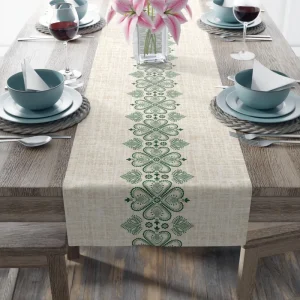 Green Floral Table Runner Vintage Design Wedding Table Runner