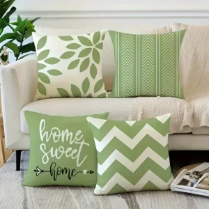 Green Leaf Geometric Throw Pillow Covers Decorative Cushion Covers for Living Room Sofa Couch Chair
