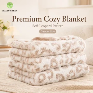 Green Leopard Print Cozy Blanket OEKO TEX Certified Soft Zero Defect Sofa Bed Home Use