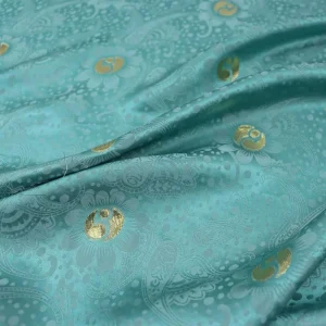 Green Paisley Silk Metallic Fabric for Summer Women Scarf