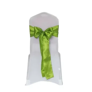 Green Satin Chair Sashes for Wedding and Party Decoration
