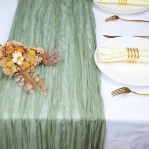 Green Spring Easter Cheesecloth Table Runner 170 Inch 14FT