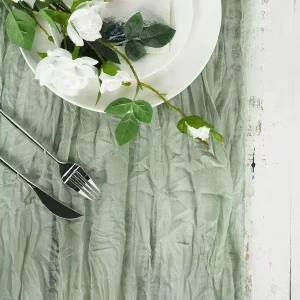 Green Woven Eco Friendly Nordic Cheesecloth Table Runner for Home Wedding Party Decorations