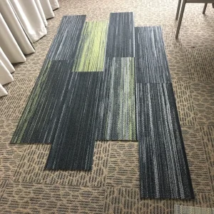 Green and Grey Lines 25*100cm Carpet Tiles for Luxury Commercial Use Office and Hotel Corridor Carpet Tile