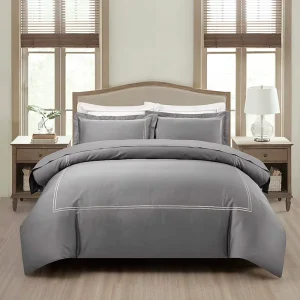 Greer Modern Plant Eco-Friendly Pure Cotton Embroidery Customizable All-Season King Queen Size Hotel Duvet Cover Set