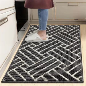 Grey Absorbent Kitchen Runner Rugs Resist Dirt Kitchen Standing Mat Machine Washable Non Slip Kitchen Mats for Floor