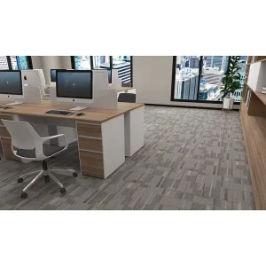 Grey Beige Blend Nylon Puzzle Carpet Tiles Low Maintenance Stain Resistant for Office Refurbishment Projects