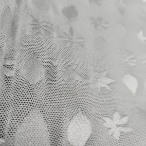 Grey Embroidered Spandex/Nylon Mesh Lace Fabric Breathable Eco-Friendly Floral Pattern Medium Weight 120GSM