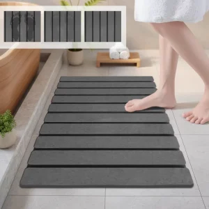 Grey Foldable Stone Bath Mat Super Absorbent Non Slip Quick Dry Diatomaceous Earth Stone Bathroom Floor Mat