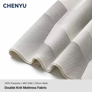 Grey Knitted Jacquard Yarn Dyed Heavyweight Spun Polyester Double Fabric for Mattress