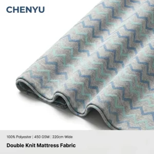 Grey Spun Double Jacquard 100% Polyester Knitted Yarn Dyed Heavyweight 450gsm Fabric for Border or Face